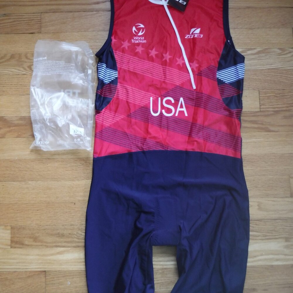 Zone3 Mens AG Sleeveless Triathlon Suit World Triathon USA XL Pad Pockets NWT